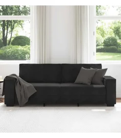 Discount Driezitsbank 180 cm fluweel zwart Zetels