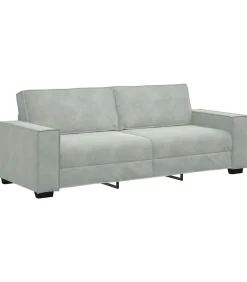 Clearance Driezitsbank 180 cm fluweel lichtgrijs Zetels