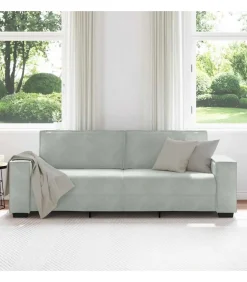 Clearance Driezitsbank 180 cm fluweel lichtgrijs Zetels