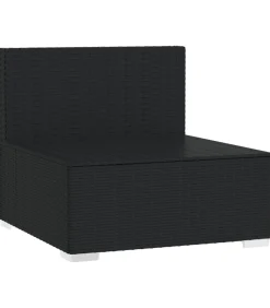 New Driezitsbank met kussens poly rattan zwart Tuinmeubelen