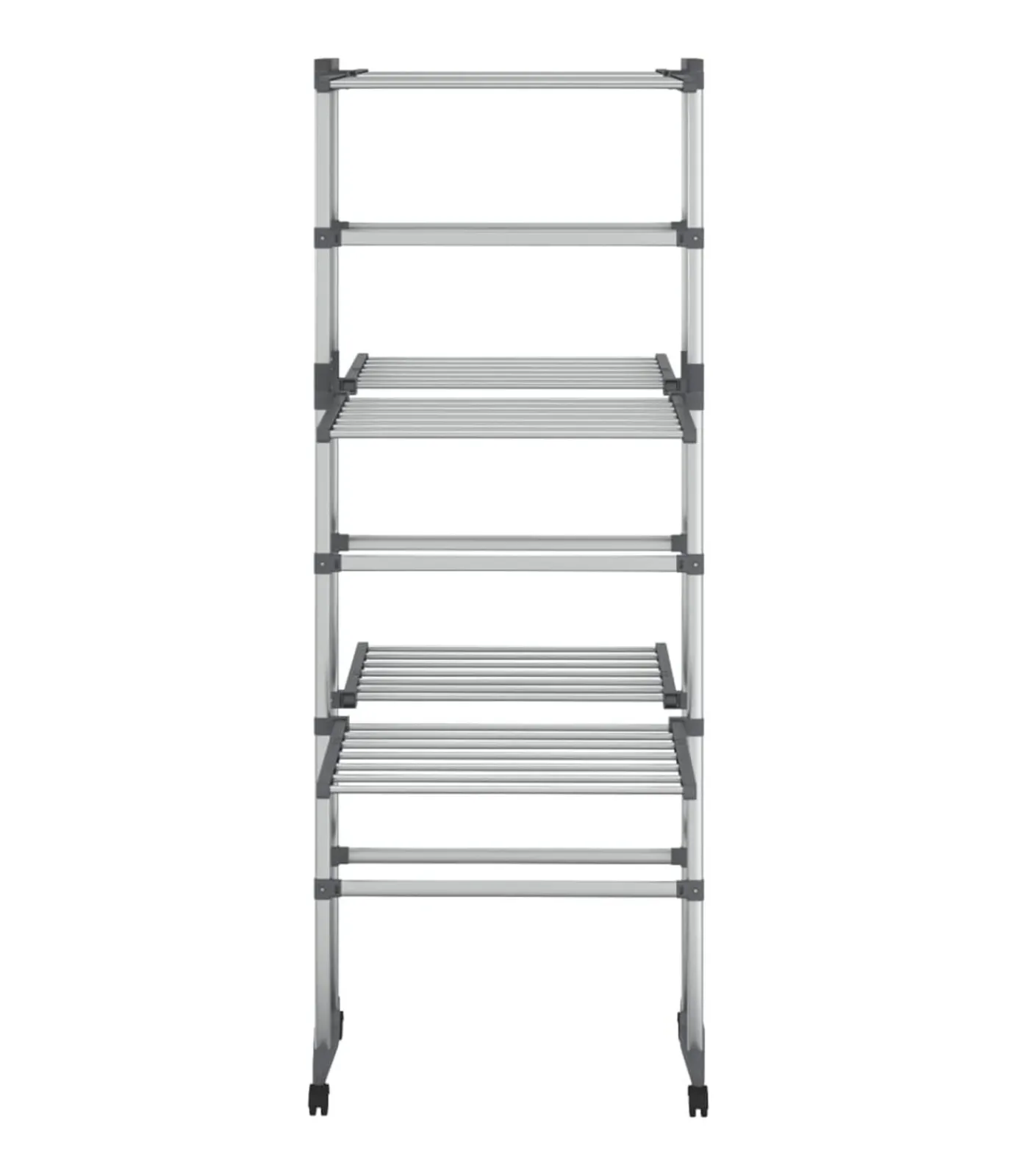 Droogrek 3-laags met wieltjes 60x70x129 cm zilverkleurig Wassen & Strijken