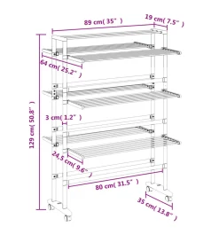 Hot Droogrek met wieltjes 89x64x129 cm aluminium Wassen & Strijken