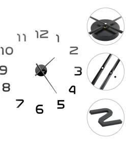 Online 3D-wandklok 100 cm XXL modern zwart Klokken