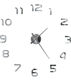 Sale 3D-wandklok 100 cm XXL modern zilverkleurig Klokken