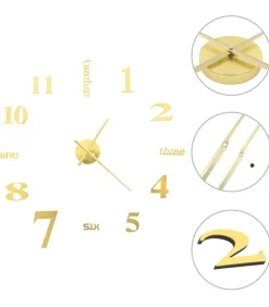 3D-wandklok 100 cm XXL modern goudkleurig Klokken