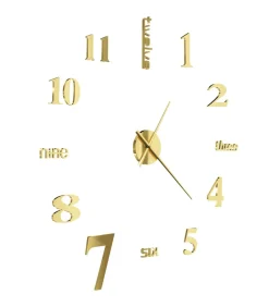 3D-wandklok 100 cm XXL modern goudkleurig Klokken