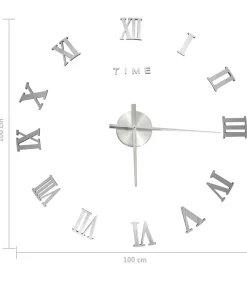 Clearance 3D-wandklok modern XXL 100 cm zilverkleurig Klokken