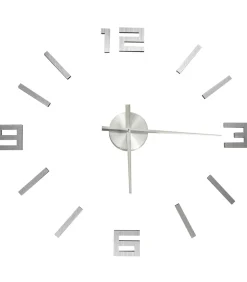 New 3D-wandklok modern XXL 100 cm zilverkleurig Klokken