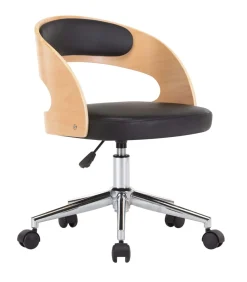 Discount Eetkamerstoel draaibaar gebogen hout en kunstleer zwart Stoelen