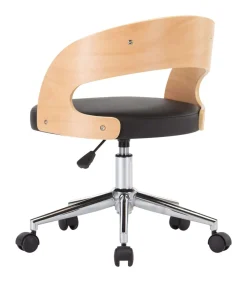 Discount Eetkamerstoel draaibaar gebogen hout en kunstleer zwart Stoelen