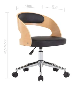 Discount Eetkamerstoel draaibaar gebogen hout en kunstleer zwart Stoelen