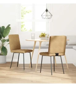 Outlet Eetkamerstoelen 2 st fluweel bruin Stoelen