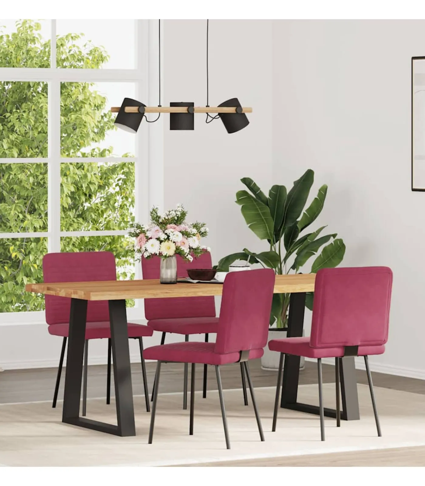 Online Eetkamerstoelen 4 st fluweel wijnrood Stoelen