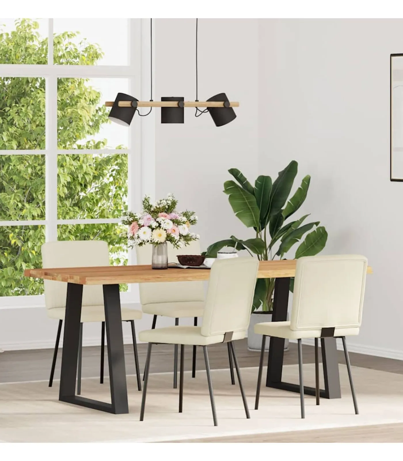 Discount Eetkamerstoelen 4 st fluweel crèmekleurig Stoelen