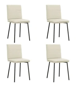 Discount Eetkamerstoelen 4 st fluweel crèmekleurig Stoelen