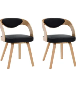 Best Eetkamerstoelen 2 st gebogen hout en kunstleer Stoelen