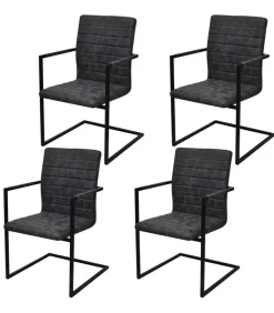 Discount Eetkamerstoelen 4 st kunstleer zwart Stoelen