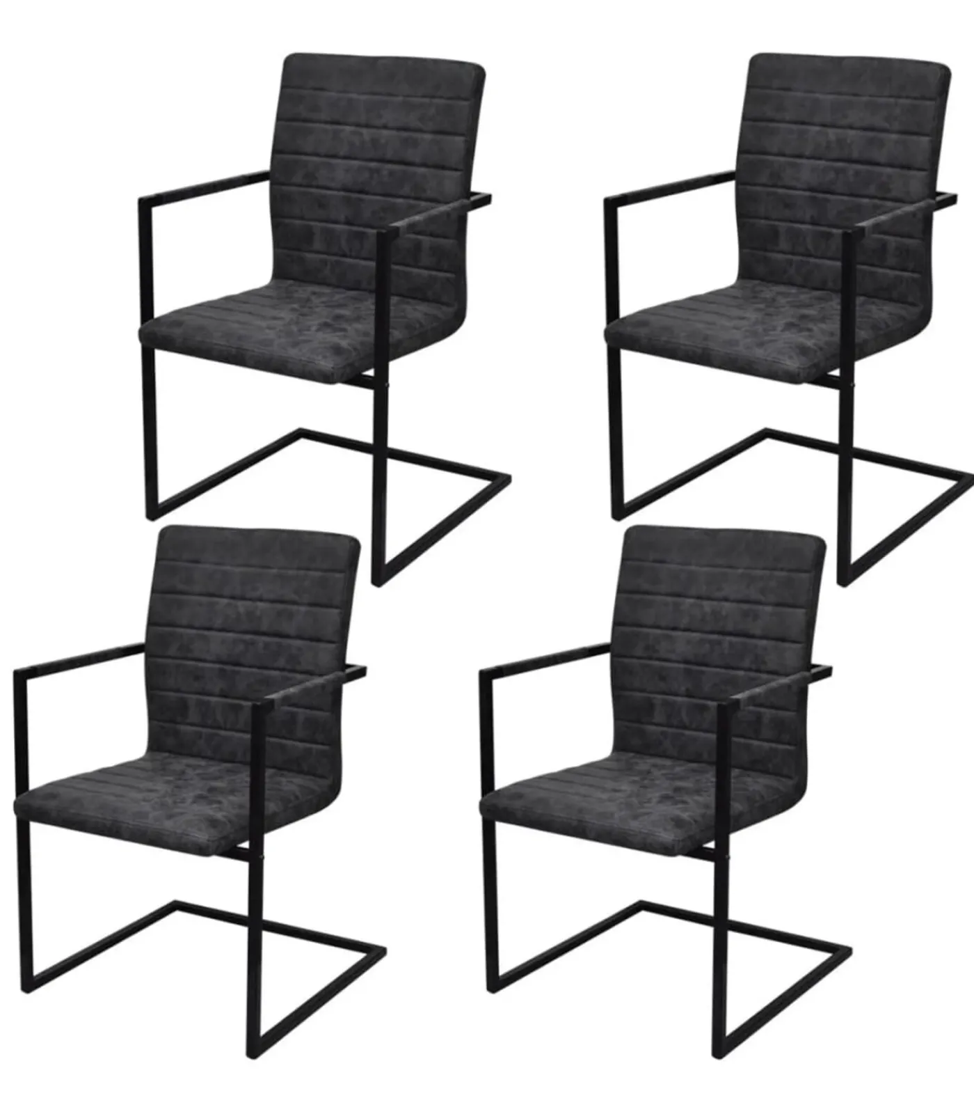 Discount Eetkamerstoelen 4 st kunstleer zwart Stoelen