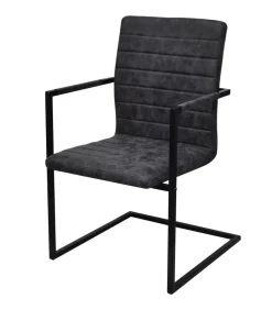 Discount Eetkamerstoelen 4 st kunstleer zwart Stoelen