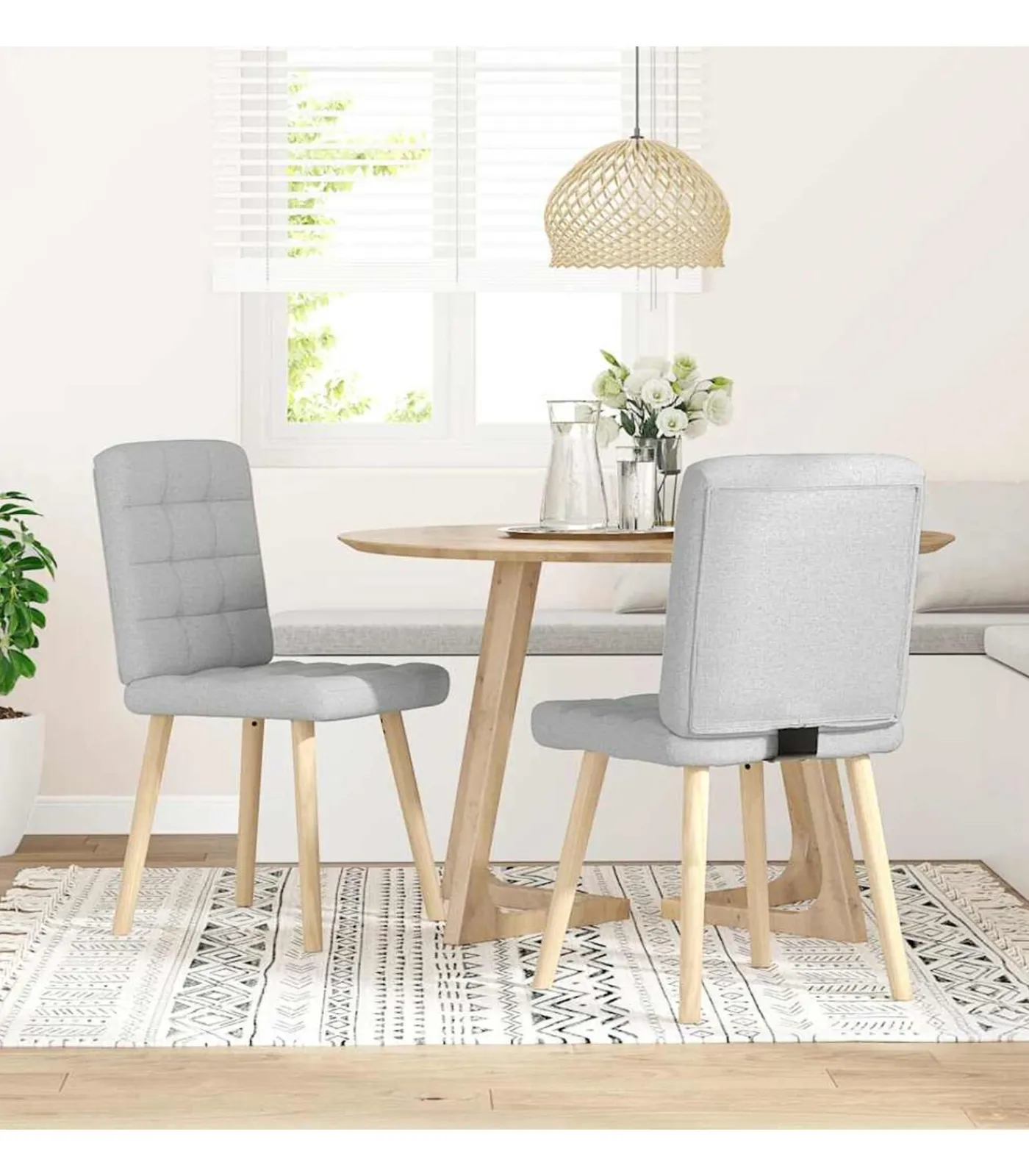 New Eetkamerstoelen 2 st stof wolk grijs Stoelen