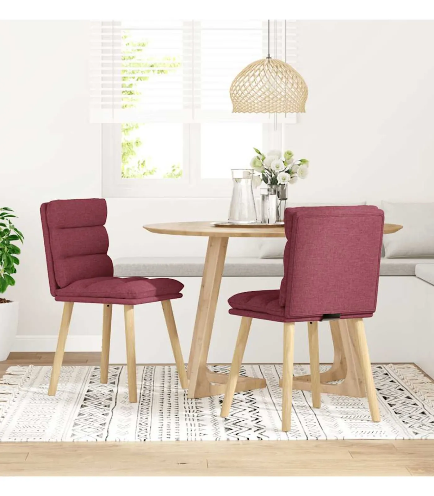 Outlet Eetkamerstoelen 2 st stof wijnrood Stoelen