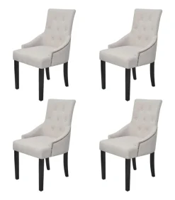 Hot Eetkamerstoelen 4 st stof crèmegrijs Stoelen