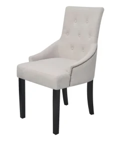 Hot Eetkamerstoelen 4 st stof crèmegrijs Stoelen