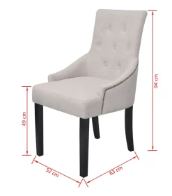 Hot Eetkamerstoelen 4 st stof crèmegrijs Stoelen