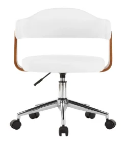 Online Eetkamerstoelen draaibaar 4 st gebogen hout en kunstleer wit Stoelen