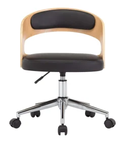 Hot Eetkamerstoelen draaibaar 2 st gebogen hout en kunstleer zwart Stoelen