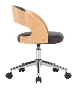 Hot Eetkamerstoelen draaibaar 2 st gebogen hout en kunstleer zwart Stoelen