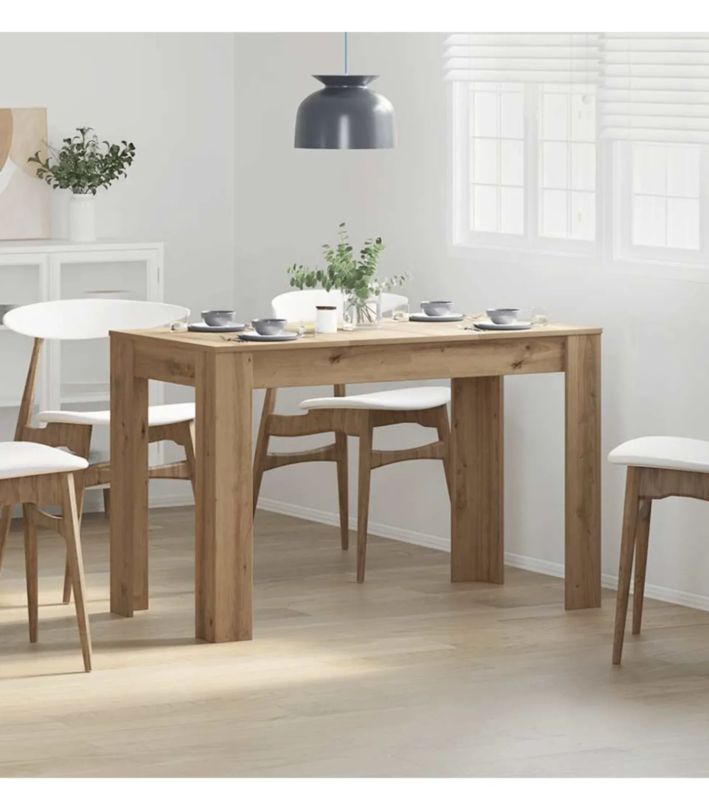 Sale Eettafel 120x60x76 cm bewerkt hout artisanaal eikenkleur Tafels