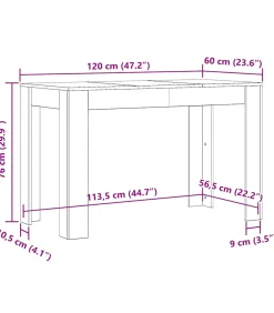 Sale Eettafel 120x60x76 cm bewerkt hout artisanaal eikenkleur Tafels
