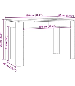 Sale Eettafel 120x60x76 cm bewerkt hout artisanaal eikenkleur Tafels