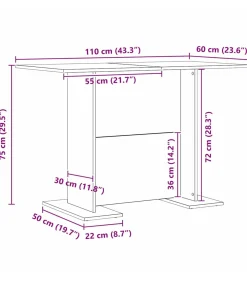 New Eettafel Zwart 110 x 60 x 75 cm Bewerkt hout Tafels