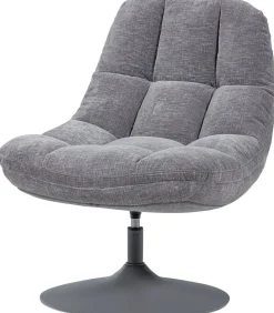 Discount Elvi Draaifauteuil - Chenille Structuur - Lichtgrijs - 81x73x84 Zetels