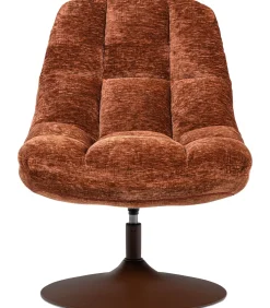Best Elvi Draaifauteuil - Chenille Structuur - Roestbruin - 81x73x84 Zetels