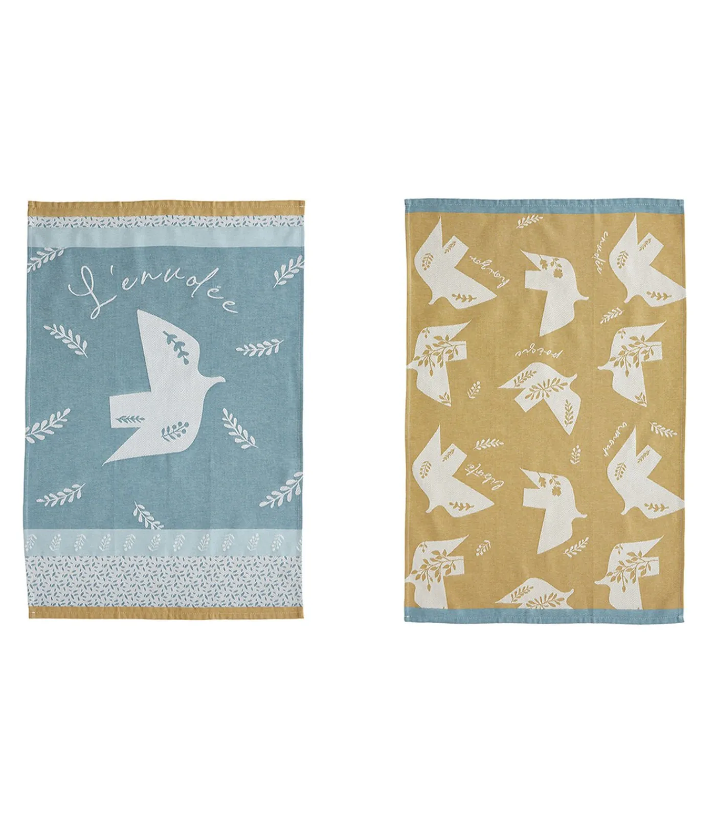 Outlet Envolées - Set van 2 theedoeken van puur katoenen jacquard 50x75cm Keuken- & Tafellinnen