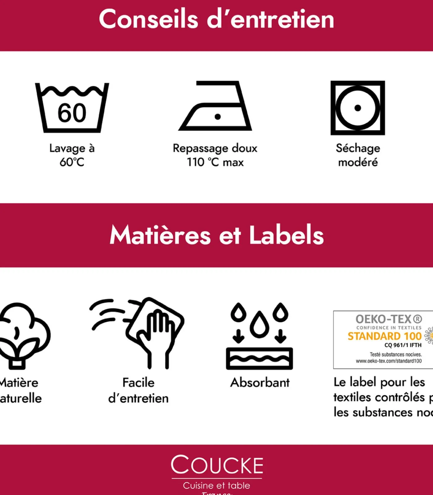 Outlet Envolées - Set van 2 theedoeken van puur katoenen jacquard 50x75cm Keuken- & Tafellinnen