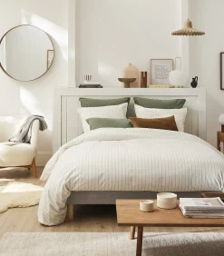 Discount Equilibre - Effen kussensloop in flanellen chambray katoen Kussenslopen