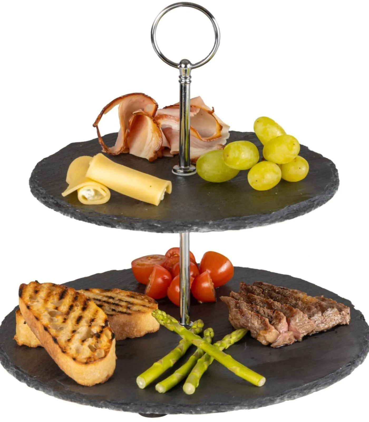 New Etagere / Serveertoren Leisteen 2-Laags Tafelgerei