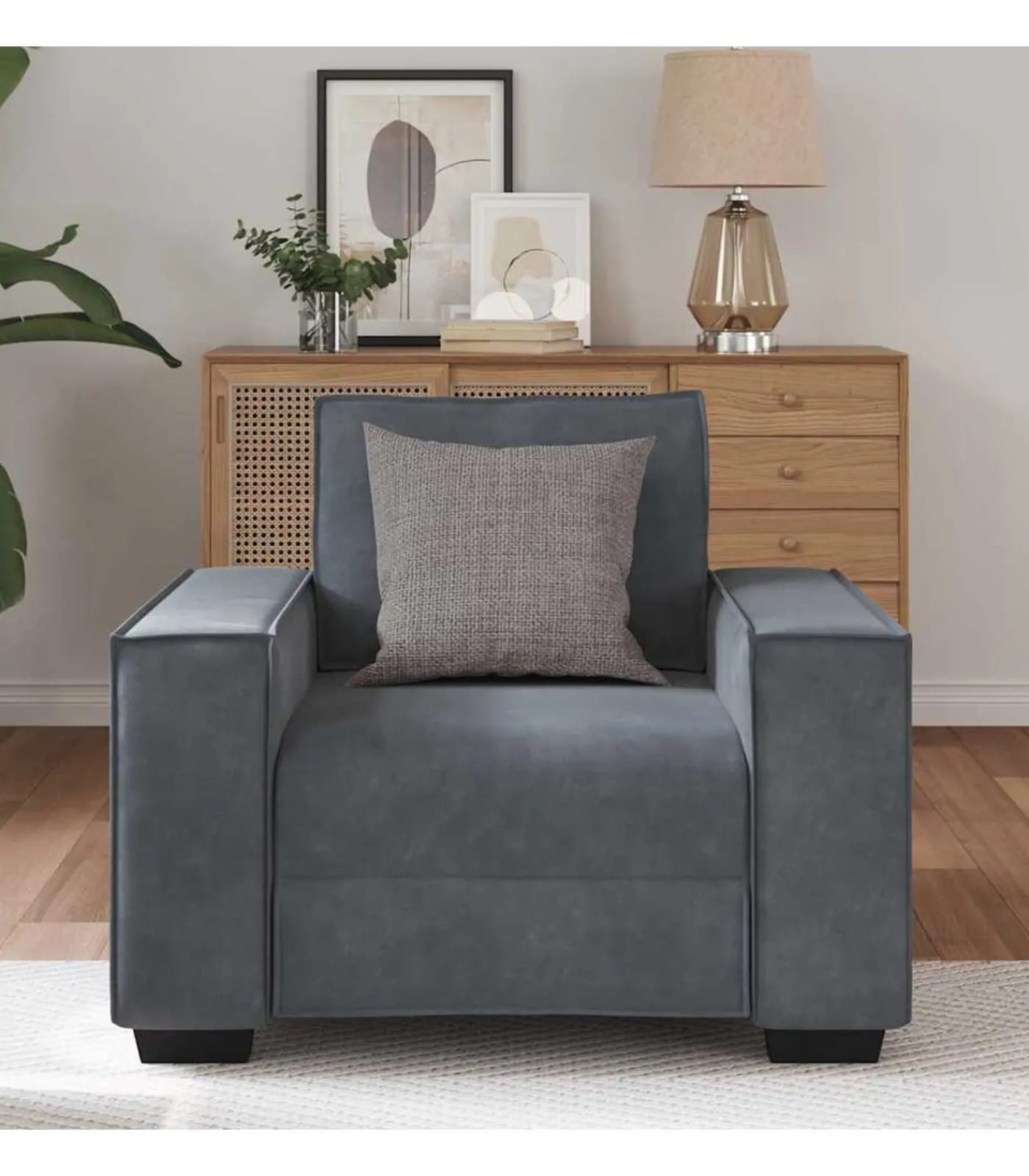 Outlet Fauteuil 60 cm fluweel donkergrijs Zetels