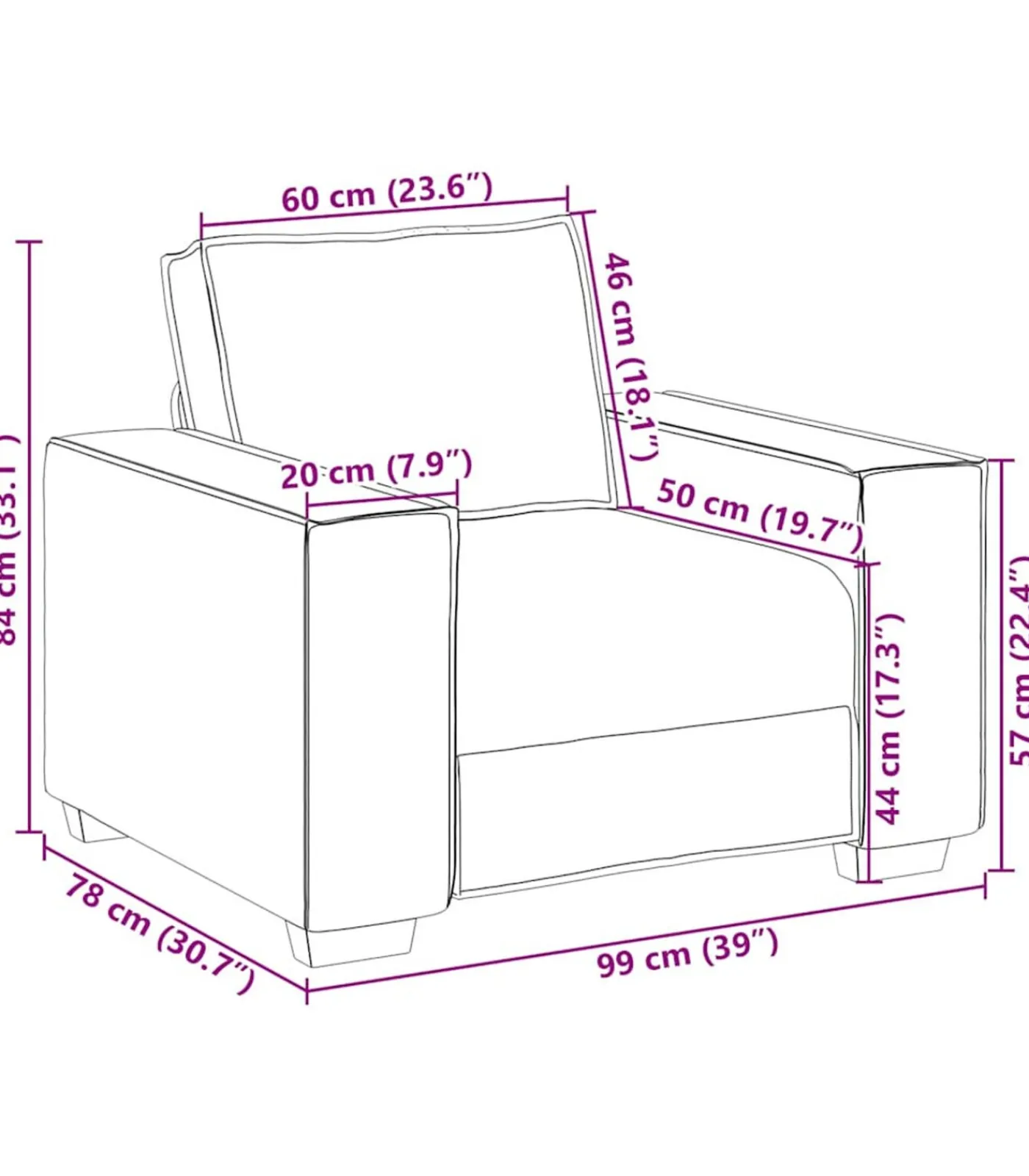 Outlet Fauteuil 60 cm fluweel donkergrijs Zetels