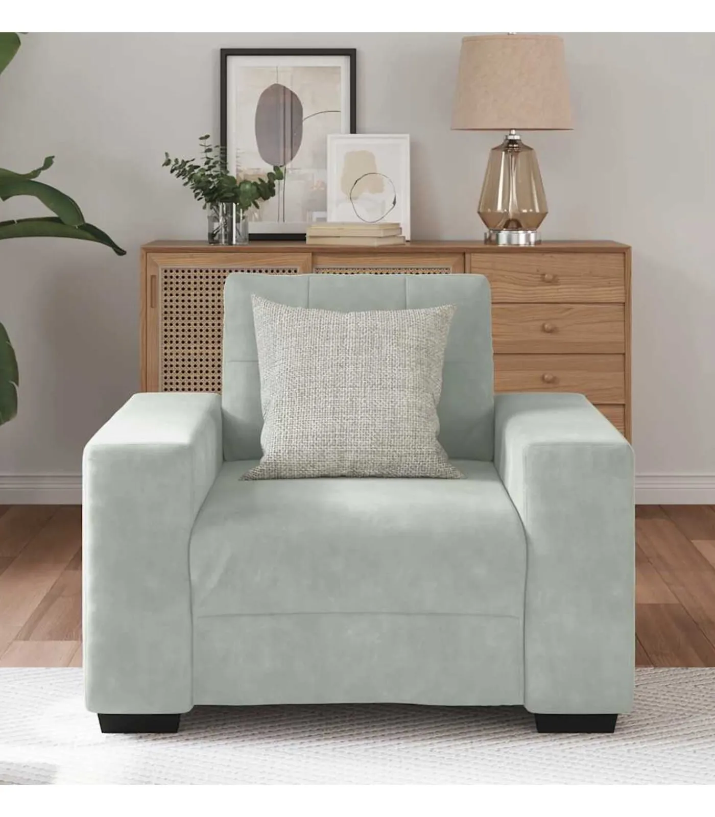 Hot Fauteuil 60 cm fluweel lichtgrijs Zetels