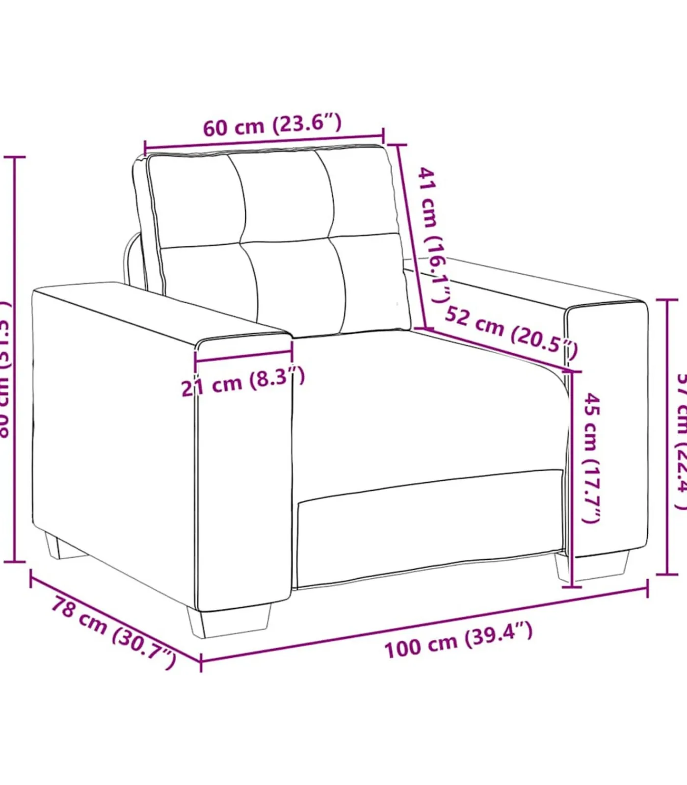 Sale Fauteuil 60 cm stof donkergrijs Zetels