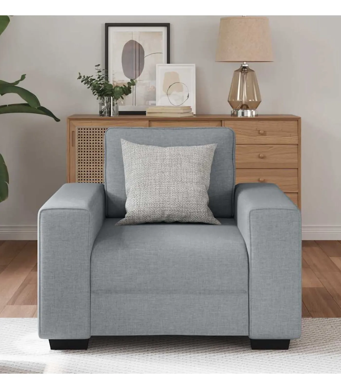 New Fauteuil 60 cm stof lichtgrijs Zetels