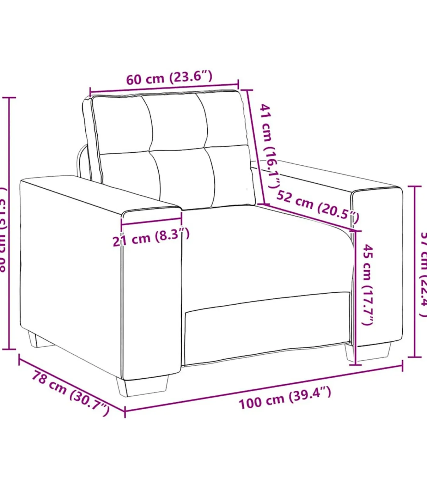Clearance Fauteuil 60 cm stof zwart Zetels