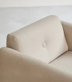 Discount Fauteuil Bjorn in massief eiken en ecru stof, 1-zit Zetels