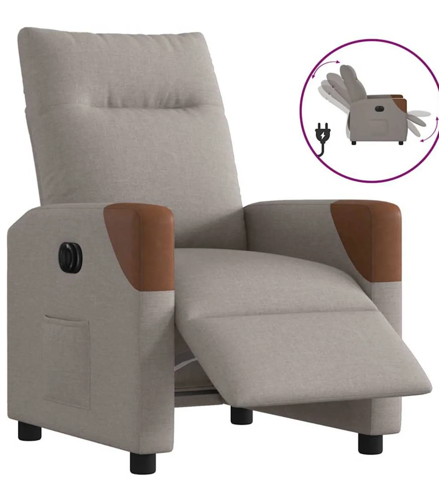 New Fauteuil verstelbaar elektrisch stof taupe Zetels