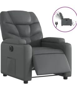 Discount Fauteuil verstelbaar elektrisch kunstleer grijs Zetels